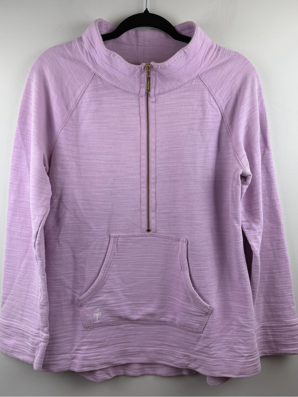 Lilly Pulitzer Women’s Sweatshirt 1/2 Zip 100% Cotton Purple Terry Pullover Sz M